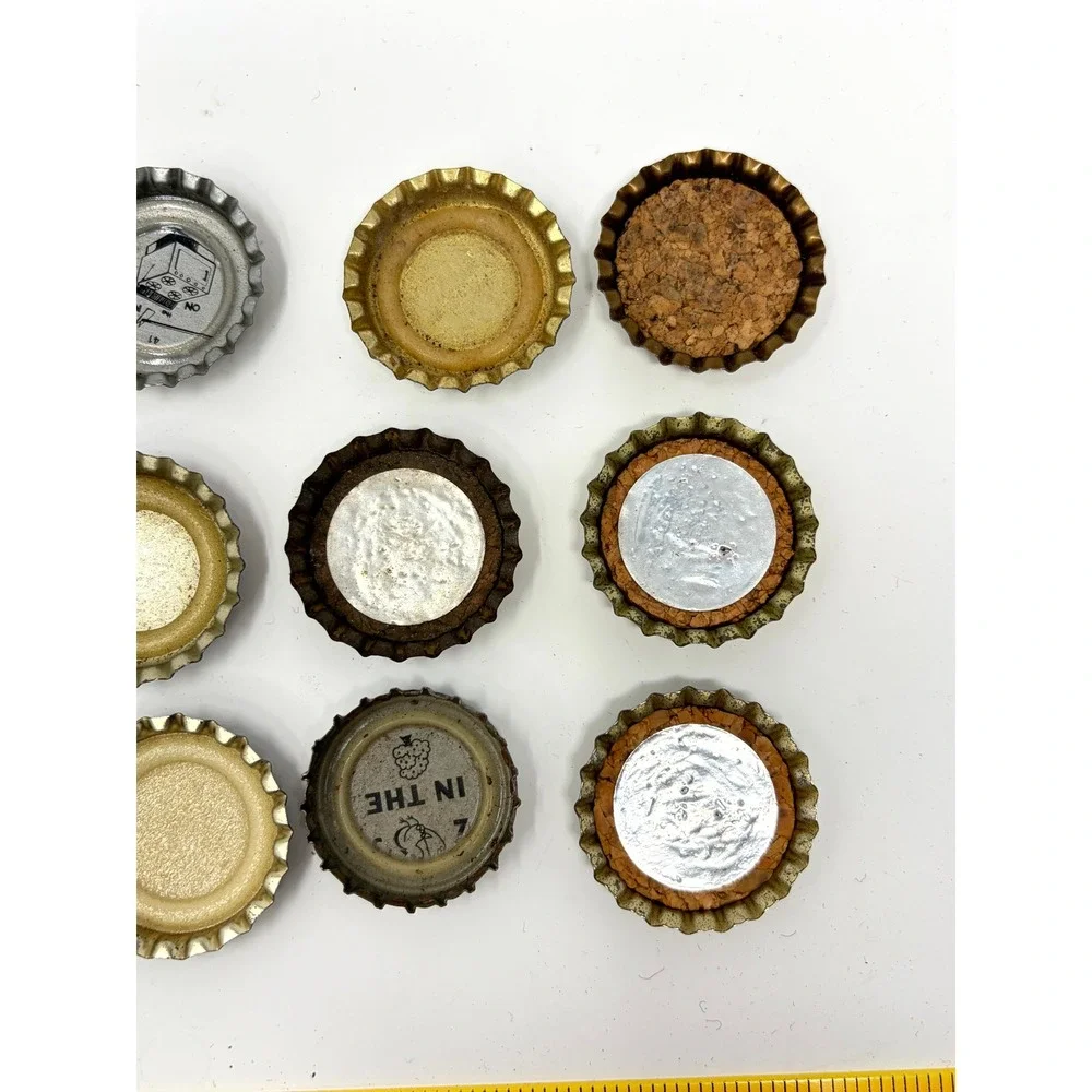 Lot of 12 Vintage Beer Bottle Caps Crowns Some Cork Lined Harlequin Arrow Bock